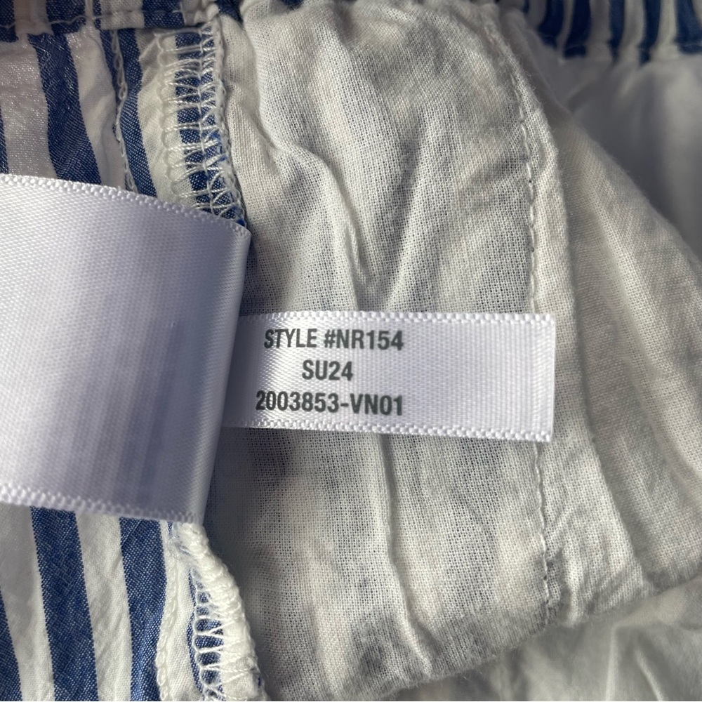 Madewell 100% Cotton Drawstring Pull On Shorts Blue Stripe Size Large EUC - Picture 7 of 7